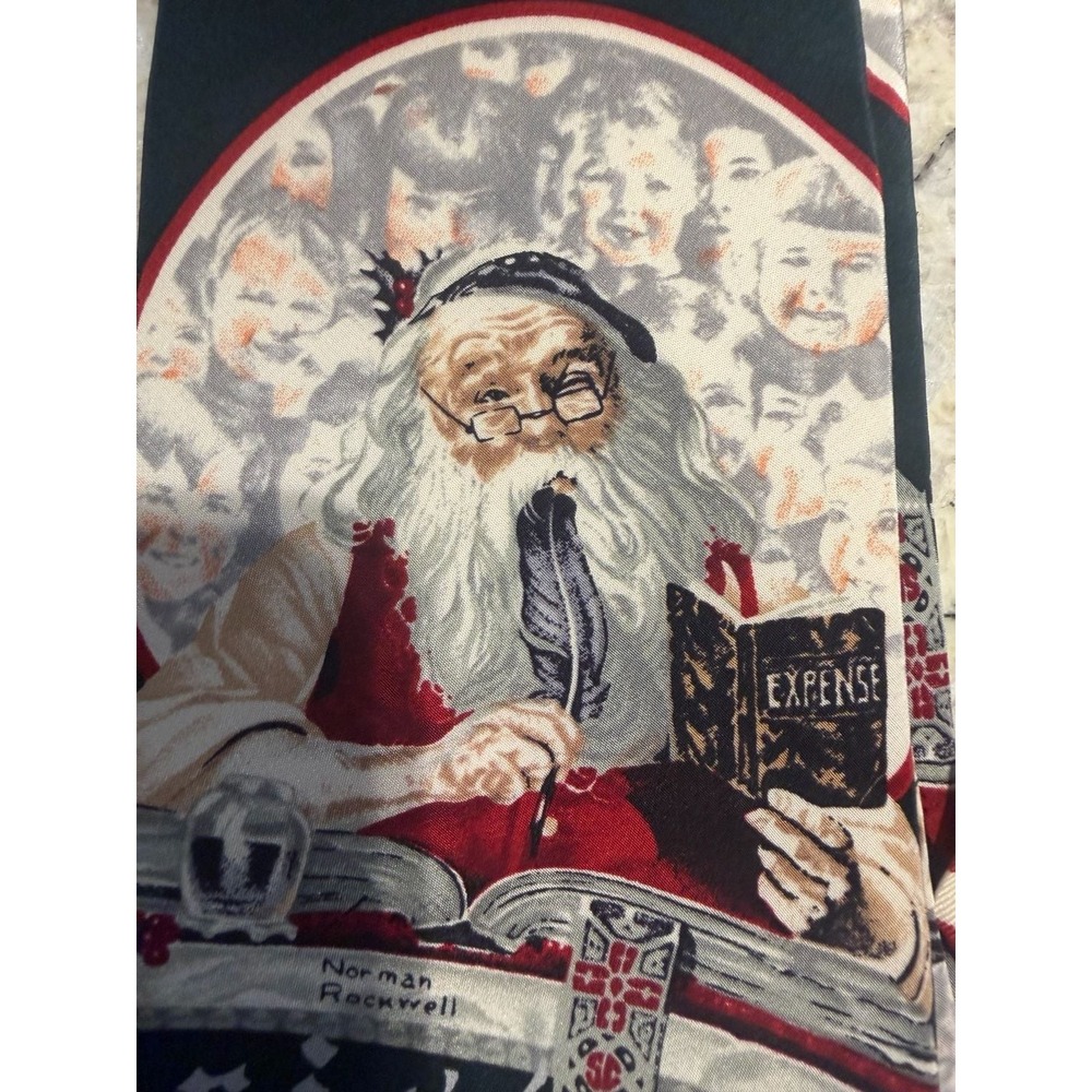 Vintage 1997 Norman Rockwell Saturday Evening Post Santa Christmas Necktie - Picture 2 of 3